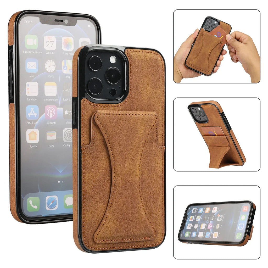 Premium Leather Card Holder Case for iPhone 13 / 12 / 11 Series