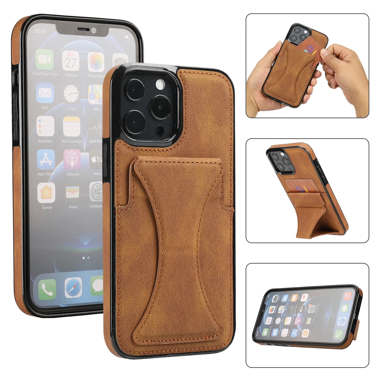 Premium Leather Card Holder Case for iPhone 13 / 12 / 11 Series