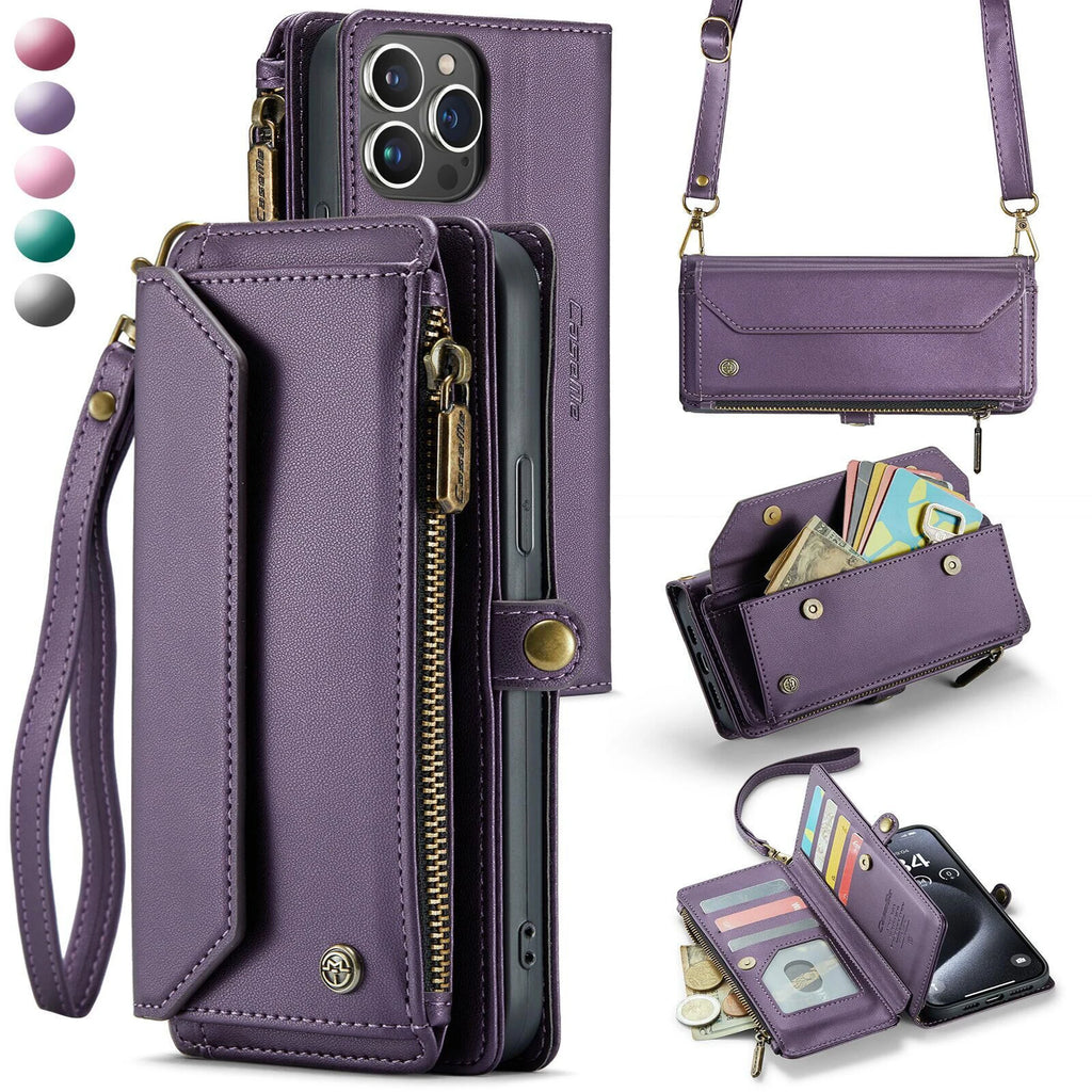 RFID Blocking Crossbody Wallet Case for iPhone 15–11 Series