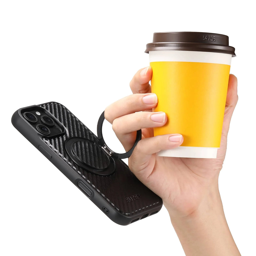 Magnetic Carbon Fiber Kickstand Case for iPhone 16 / 15 / 14 / 13 / 12 Series