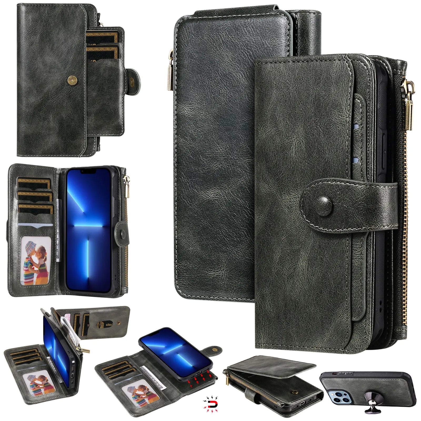 2-in-1 Magnetic Wallet Case for iPhone 15–11 Series