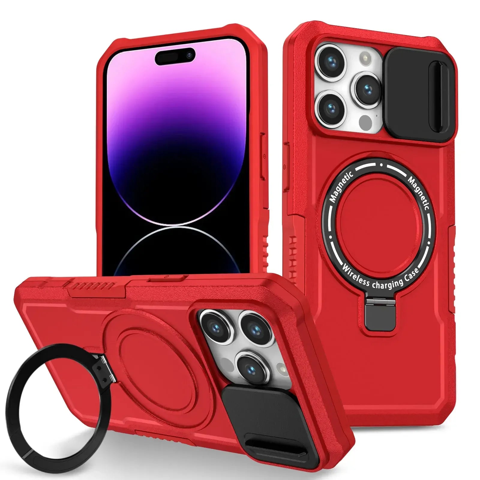 Heavy Duty Magnetic Kickstand Case for iPhone 15/14 Series