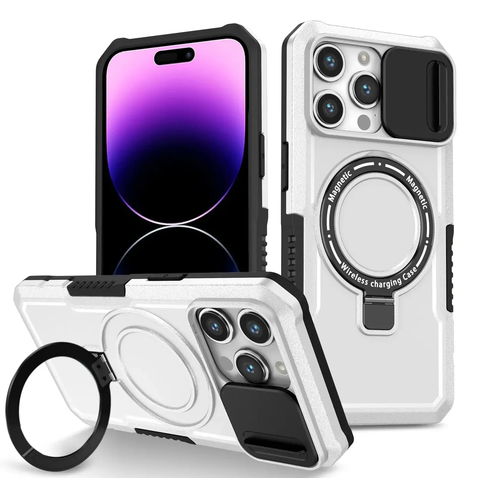 Heavy Duty Magnetic Kickstand Case for iPhone 15/14 Series