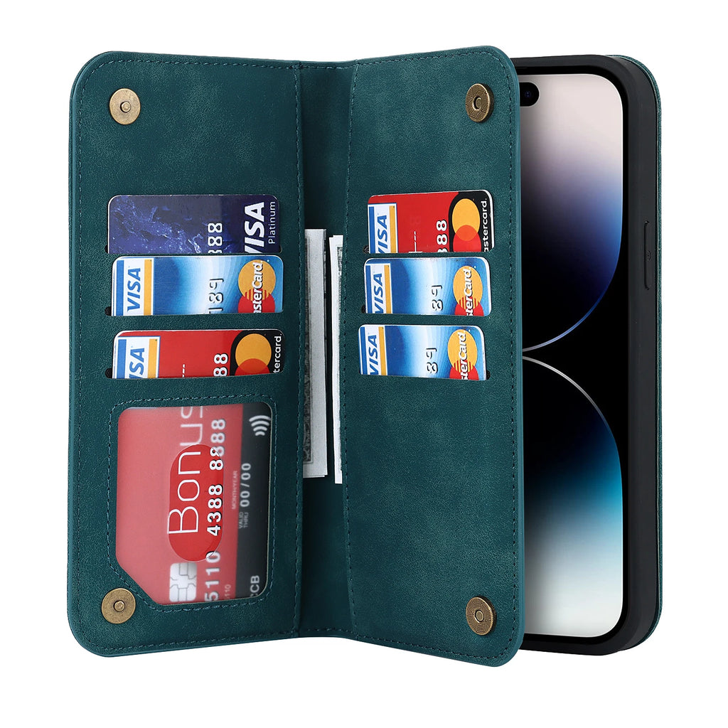 Magnetic Leather Wallet Case for iPhone 15/14 Series