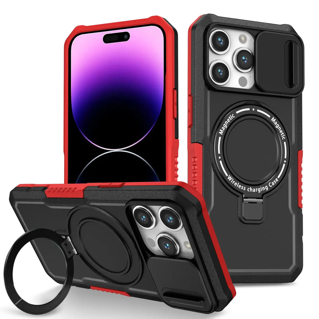 Heavy Duty Magnetic Kickstand Case for iPhone 15/14 Series
