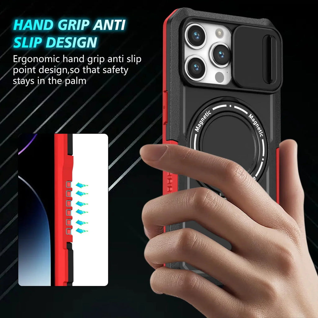 Heavy Duty Magnetic Kickstand Case for iPhone 15/14 Series