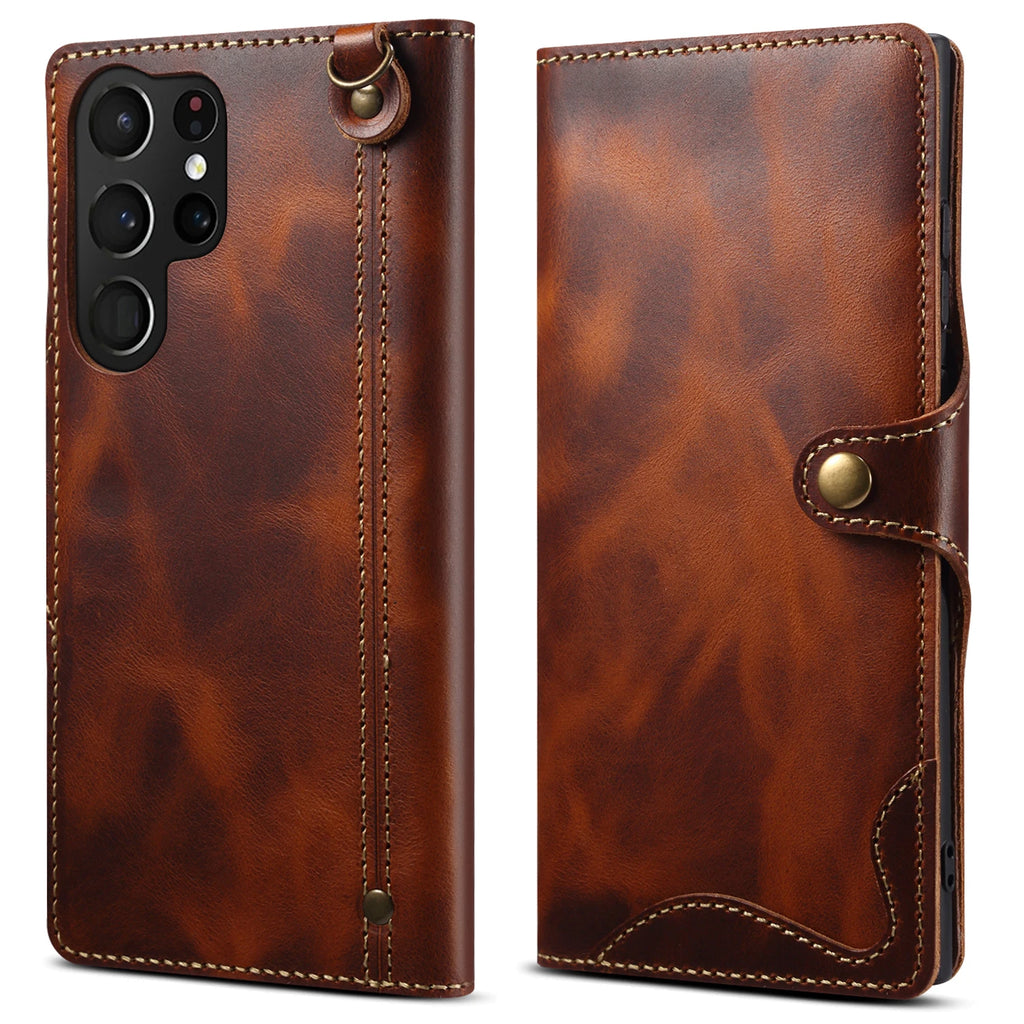 Genuine Leather Wallet Case for Samsung Galaxy S & Note Series