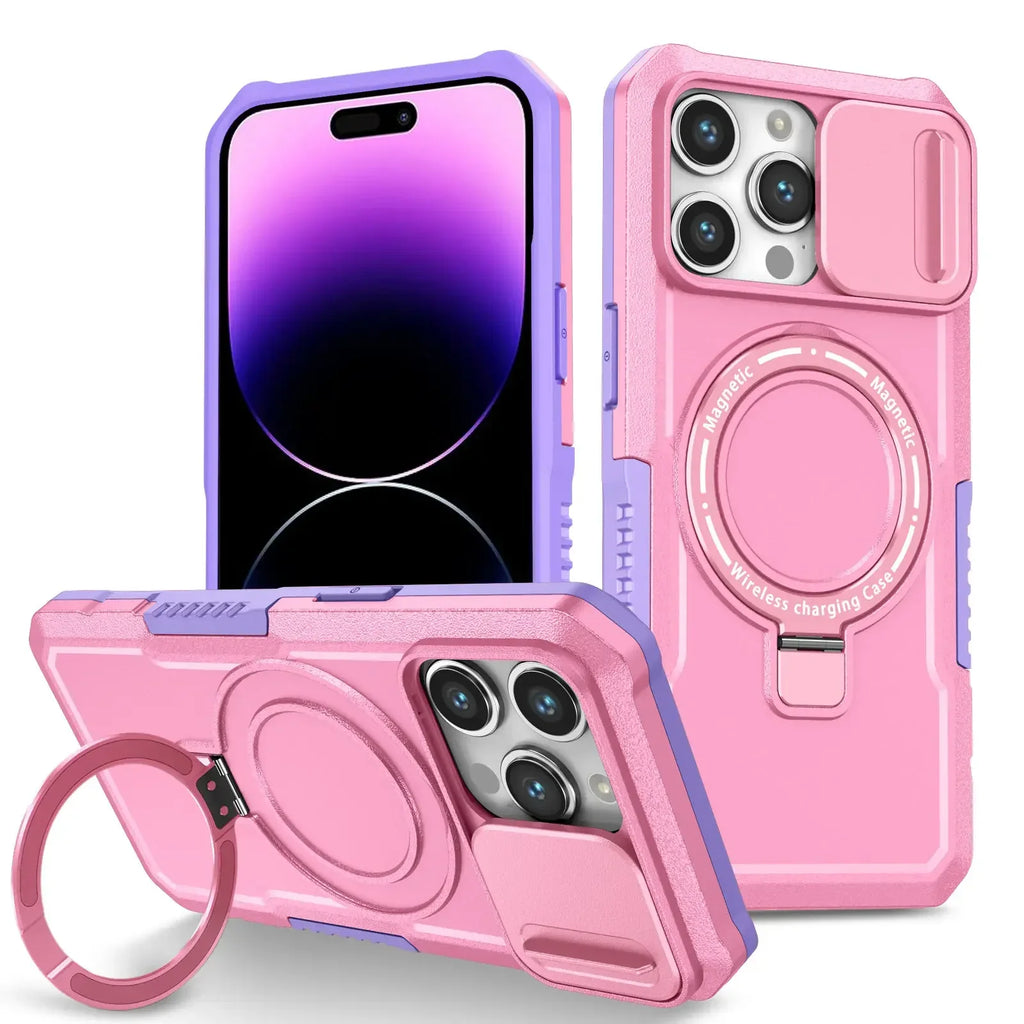 Heavy Duty Magnetic Kickstand Case for iPhone 15/14 Series