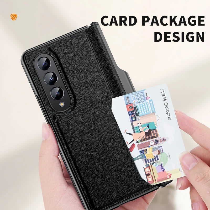 Leather Wallet Case with S Pen Holder for Samsung Galaxy Z Fold 4 / 3