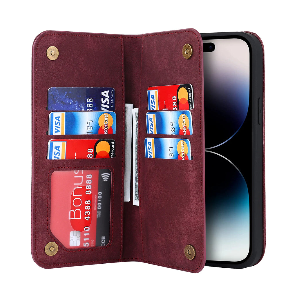 Magnetic Leather Wallet Case for iPhone 15/14 Series