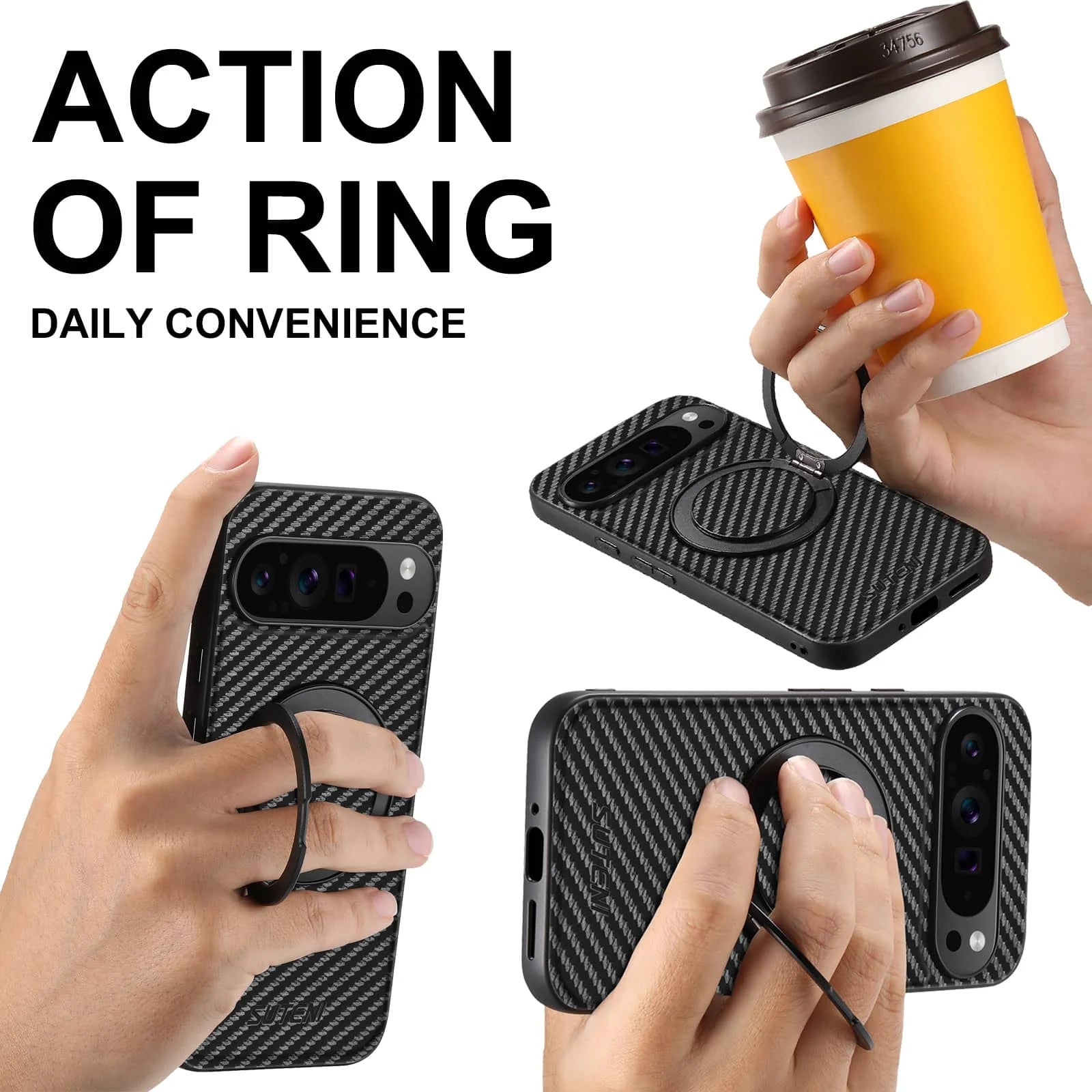 Magnetic Carbon Fiber Kickstand Case for Google Pixel 9/8/7/6 Series
