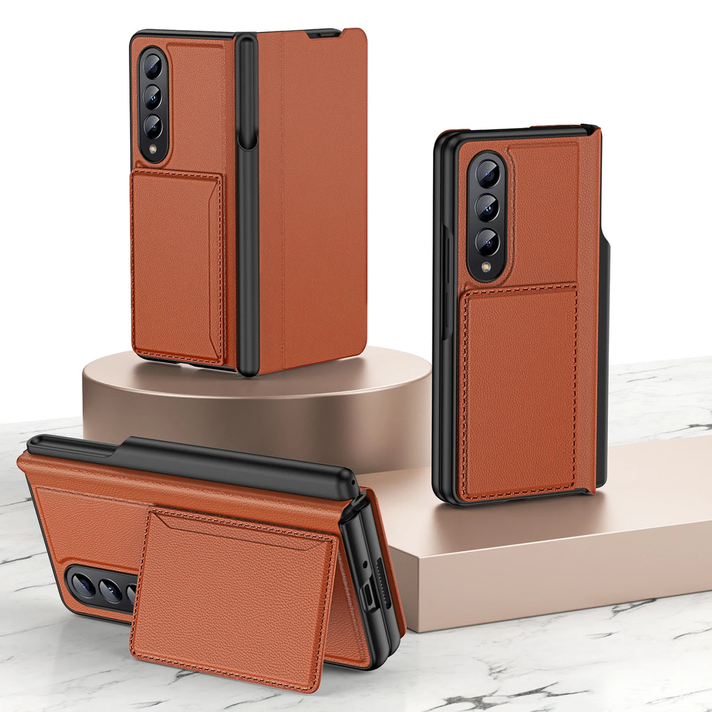 Leather Wallet Case with S Pen Holder for Samsung Galaxy Z Fold 4 / 3