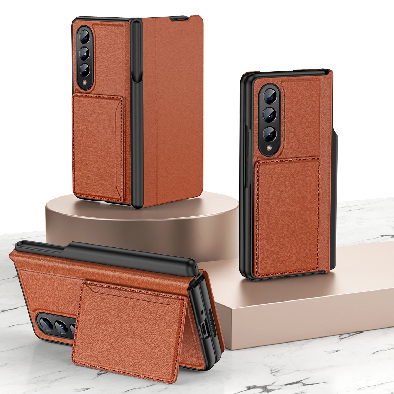 Leather Wallet Case with S Pen Holder for Samsung Galaxy Z Fold 4 / 3