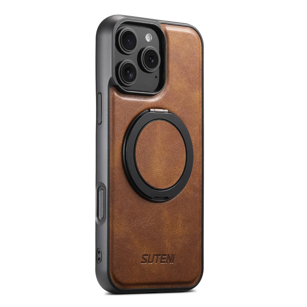 Magnetic Leather Kickstand Case for iPhone 16 / 15 / 14 / 13 / 12 Series