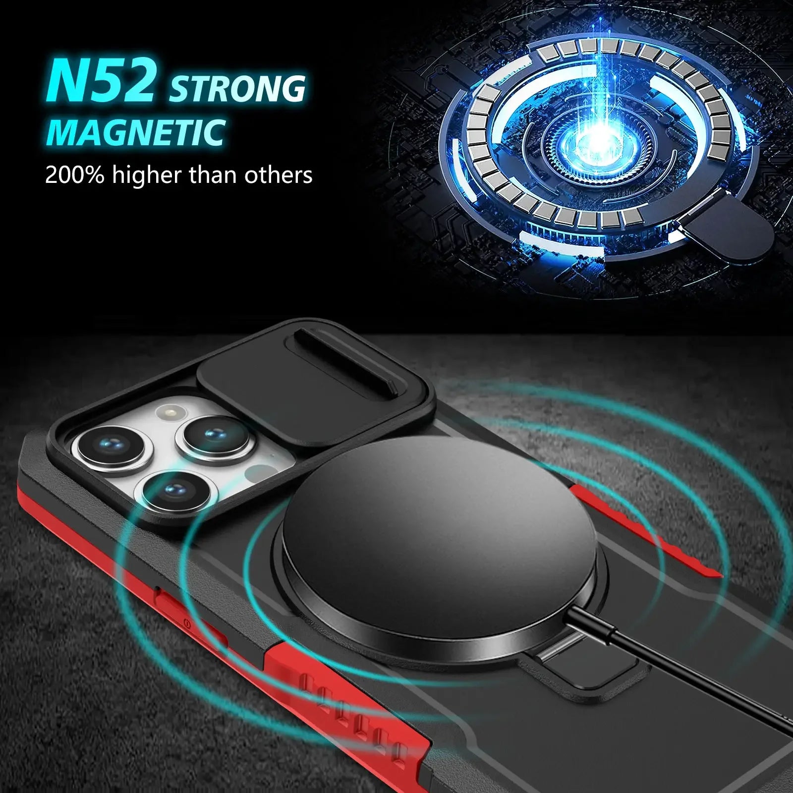 Heavy Duty Magnetic Kickstand Case for iPhone 15/14 Series