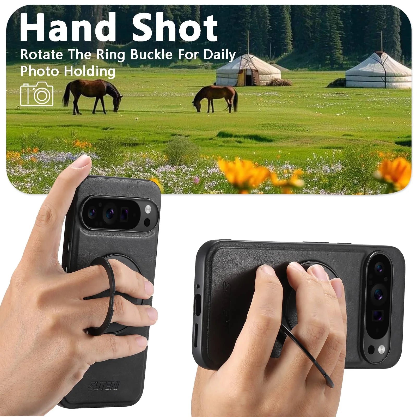 Pixel 6/9 Series Magnetic Leather Kickstand Case
