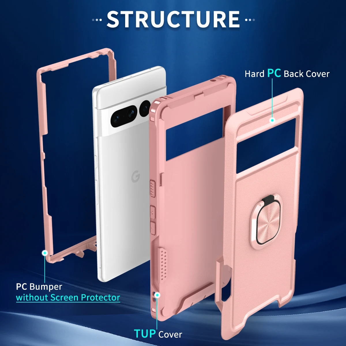 Heavy Duty Ring Kickstand Case for Google Pixel 7/6 Series