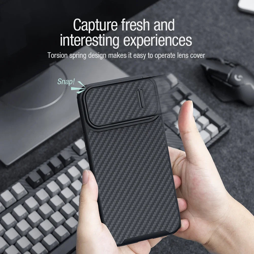 Nillkin Carbon Fiber Slide Camera Case for iPhone 14 Pro Max / Pro
