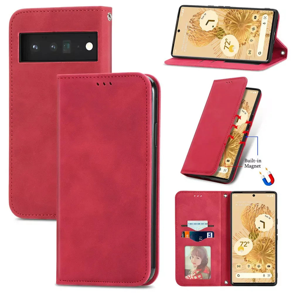 Magnetic Leather Wallet Case for Google Pixel 7/6 Series