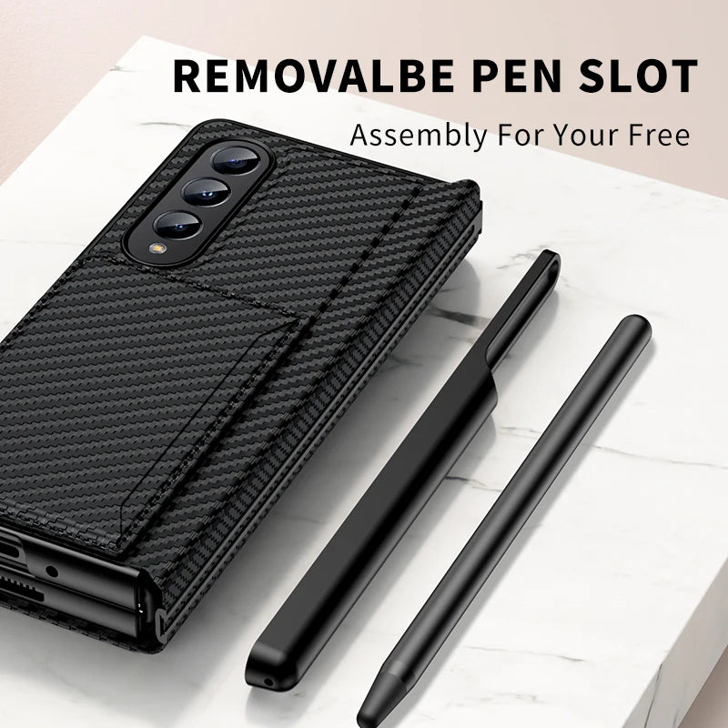 Leather Wallet Case with S Pen Holder for Samsung Galaxy Z Fold 4 / 3