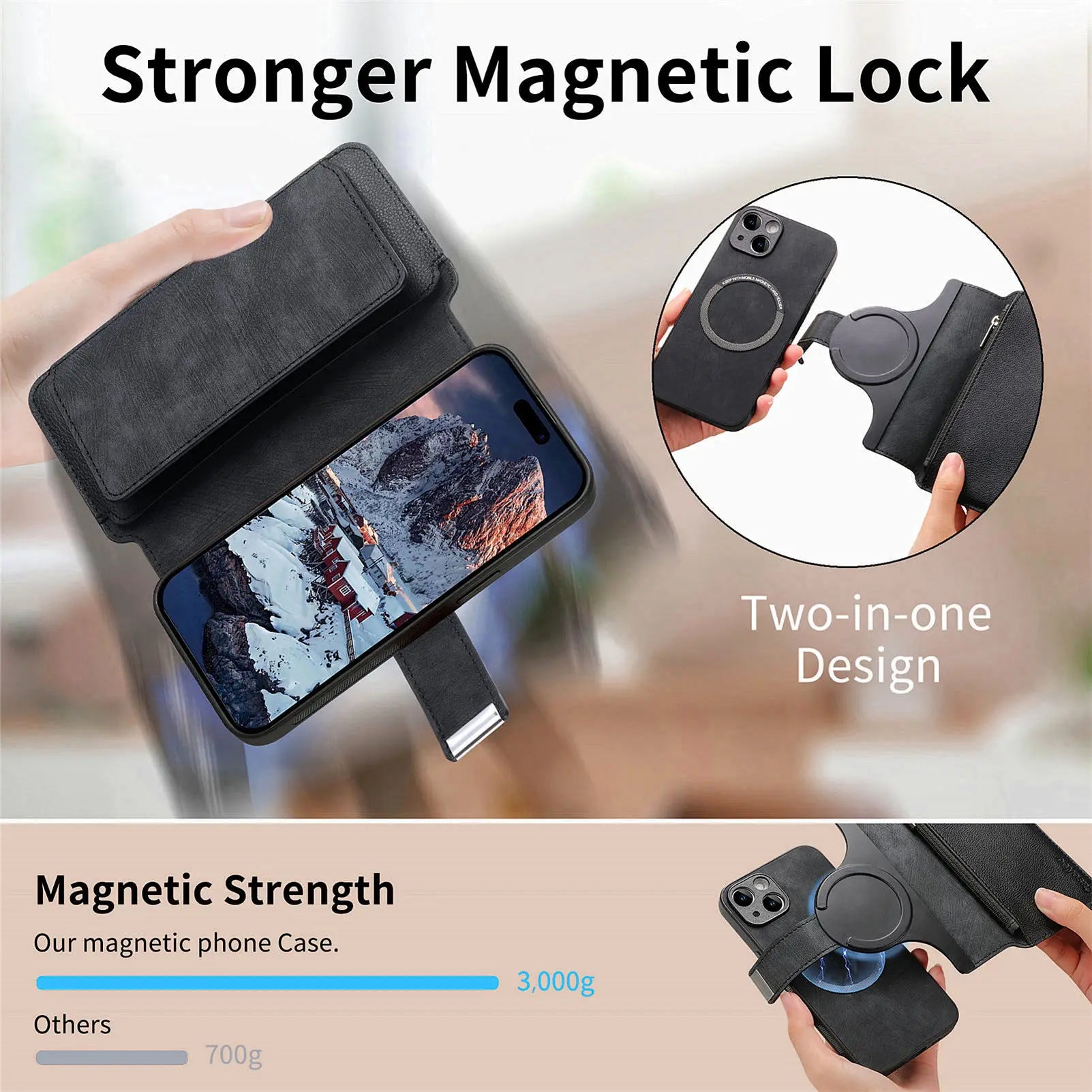 Detachable Magnetic Wallet Case for iPhone 15 / 14 / 13 / 12 / 11 Series