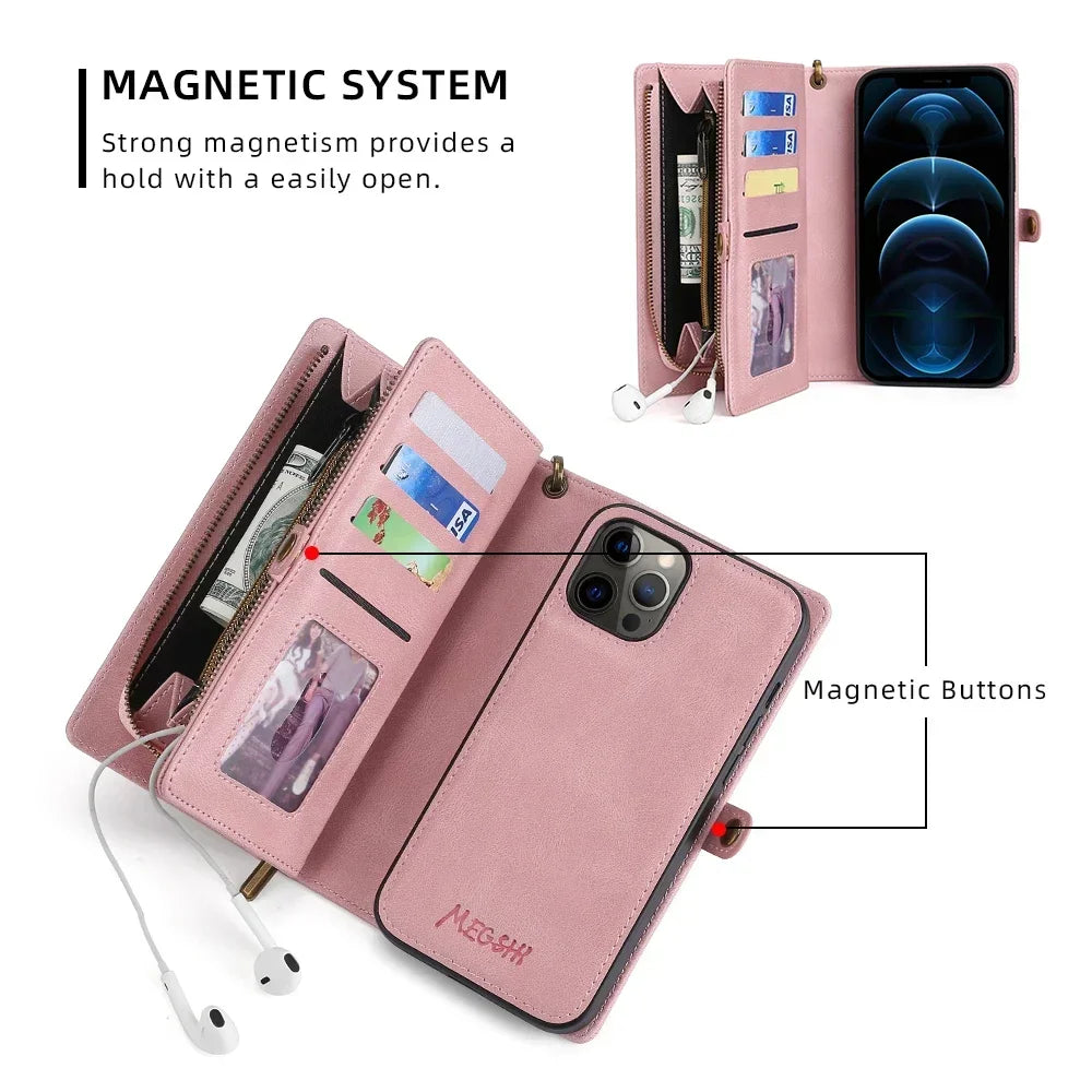 Leather Wallet Case for iPhone 16 / 15 Series