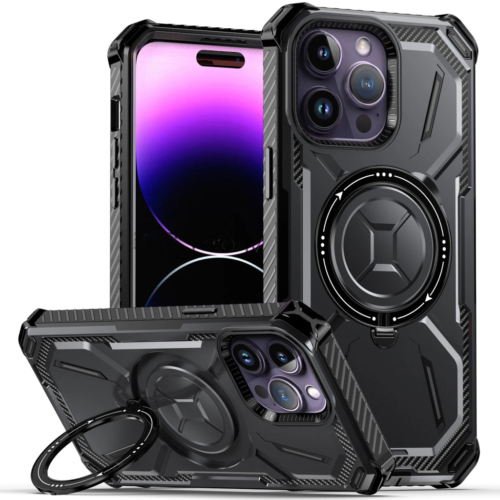 Heavy Duty Magnetic Kickstand Case for iPhone 15 / 14 / 13 / 12 / 11 Series