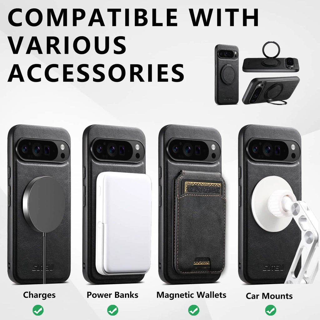 Pixel 6/9 Series Magnetic Leather Kickstand Case