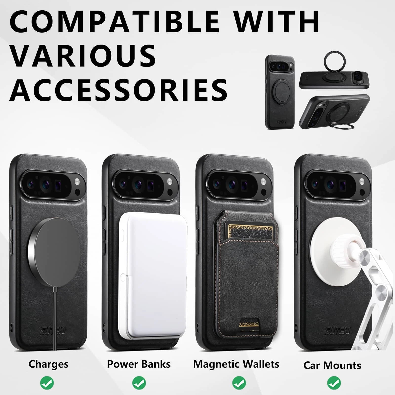 Pixel 6/9 Series Magnetic Leather Kickstand Case