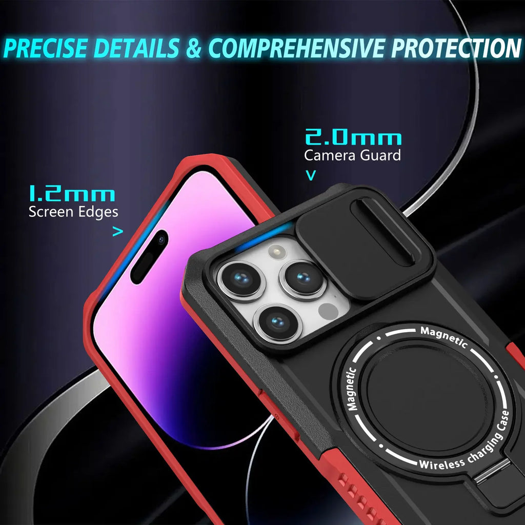 Heavy Duty Magnetic Kickstand Case for iPhone 15/14 Series