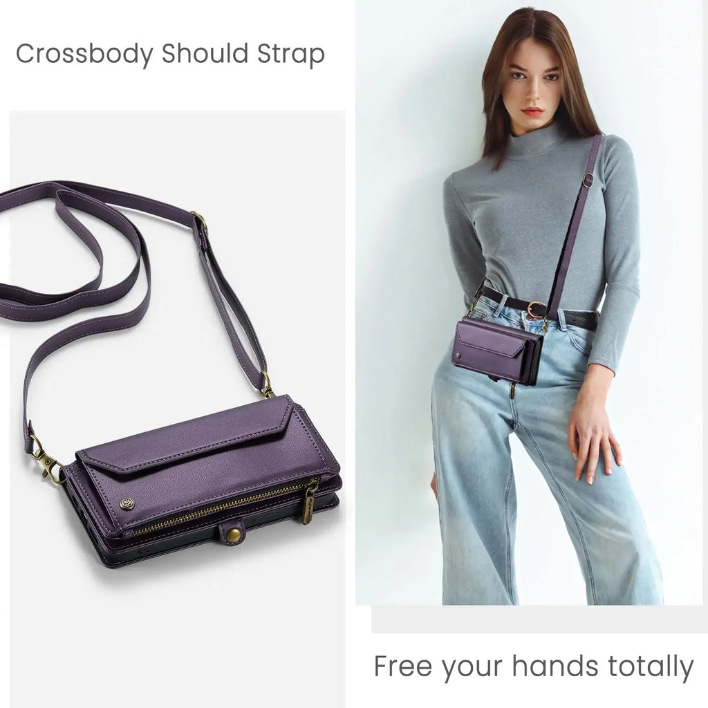RFID Blocking Crossbody Wallet Case for iPhone 15–11 Series