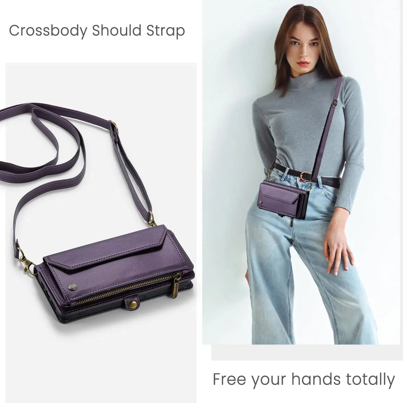 RFID Blocking Crossbody Wallet Case for iPhone 15–11 Series