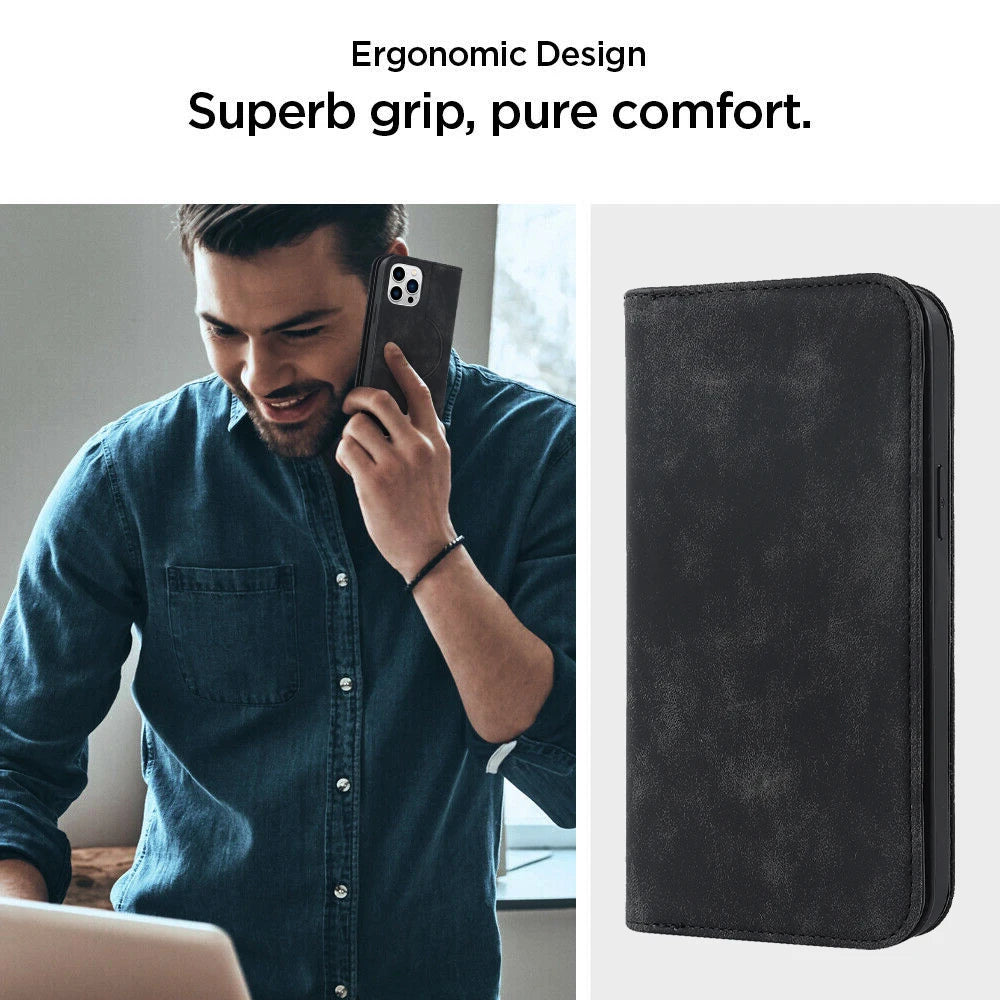 Magnetic Leather Wallet Case for iPhone 15/14 Series