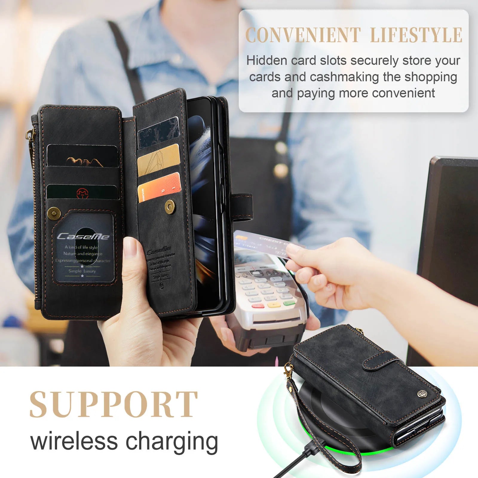 Magnetic Wallet Flip Case for Samsung Galaxy Z Fold 3 / Z Fold 4