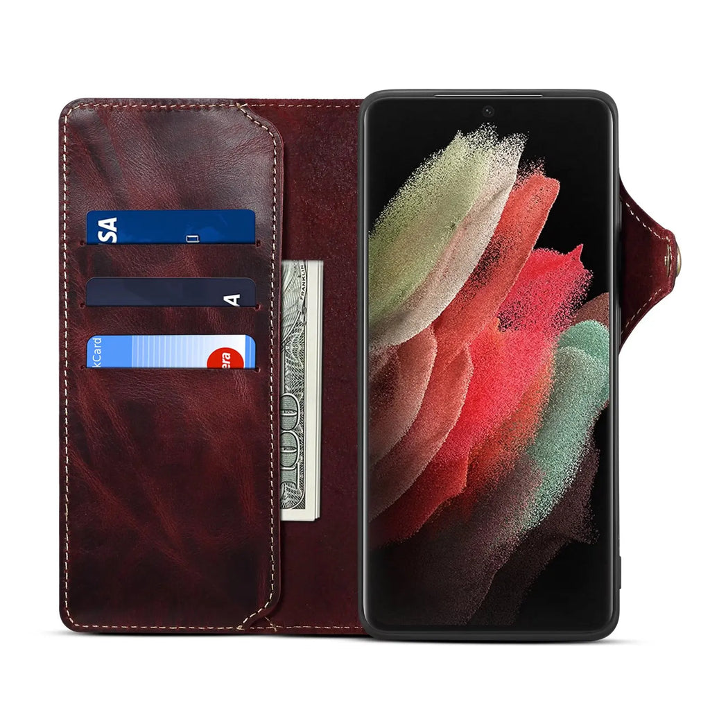 Genuine Leather Wallet Case for Samsung Galaxy S & Note Series