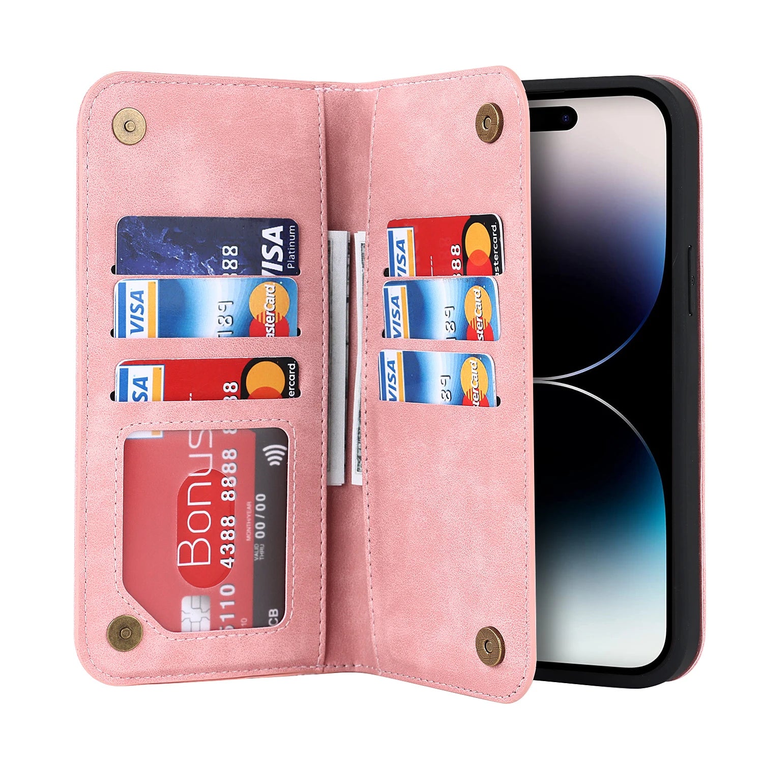 Magnetic Leather Wallet Case for iPhone 15/14 Series