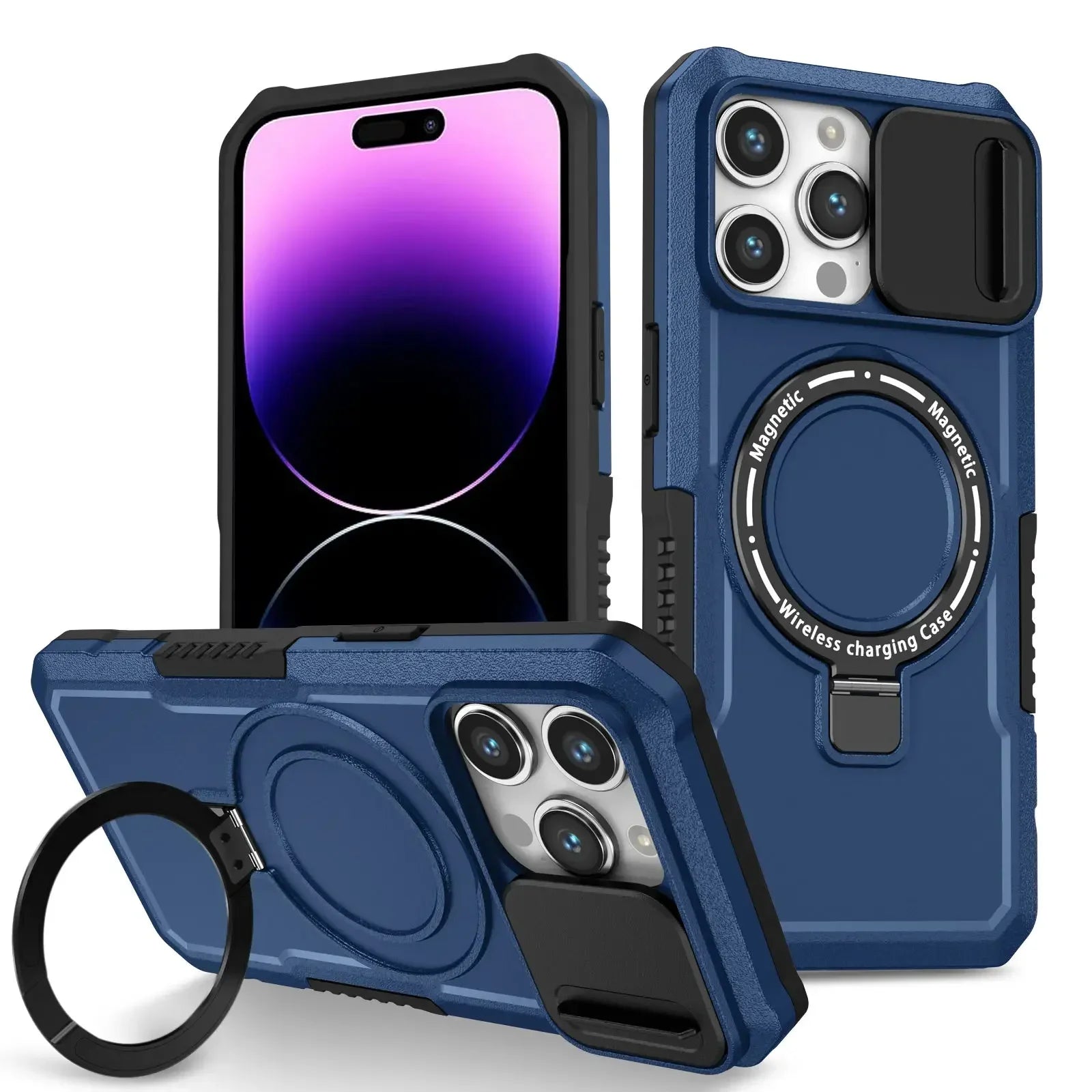 Heavy Duty Magnetic Kickstand Case for iPhone 15/14 Series