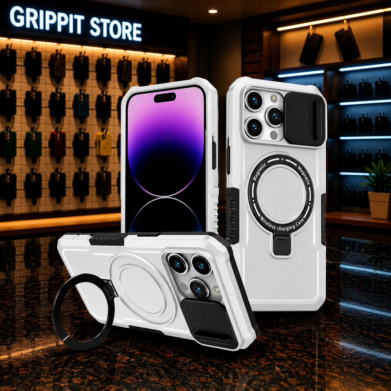 Heavy Duty Magnetic Kickstand Case for iPhone 15/14 Series